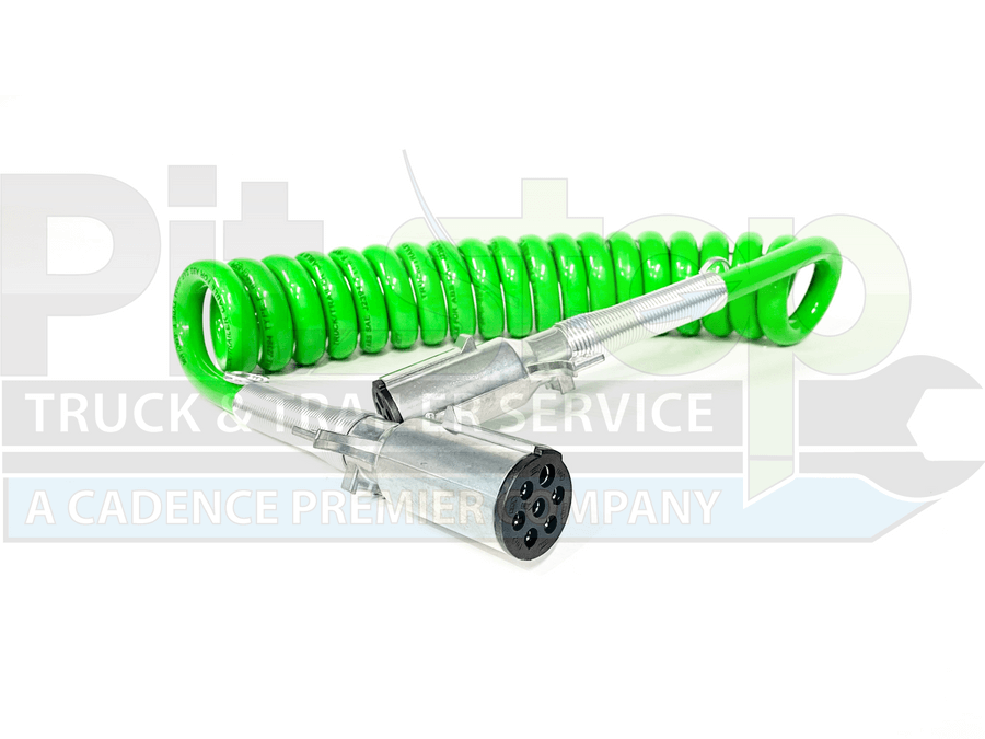 Premium 7-Way Coiled Trailer Wiring Harness 15ft Assembly Power Cable Electrical Wire for Semi Truck Trailer