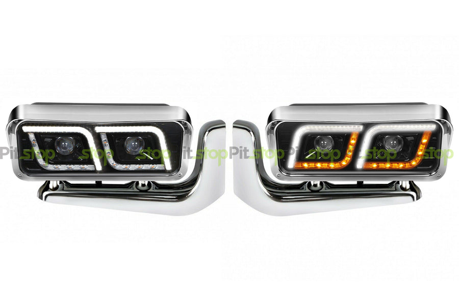 Peterbilt LED Headlight Set Pair Mounting Arm DRL 357 359 365 367 378 379 389 567