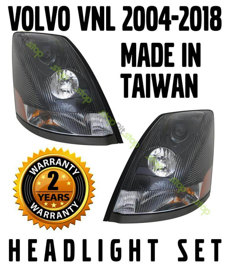 Volvo VNL 04-18 Black Projector Headlight Set Left Right 82329124 & 82329127