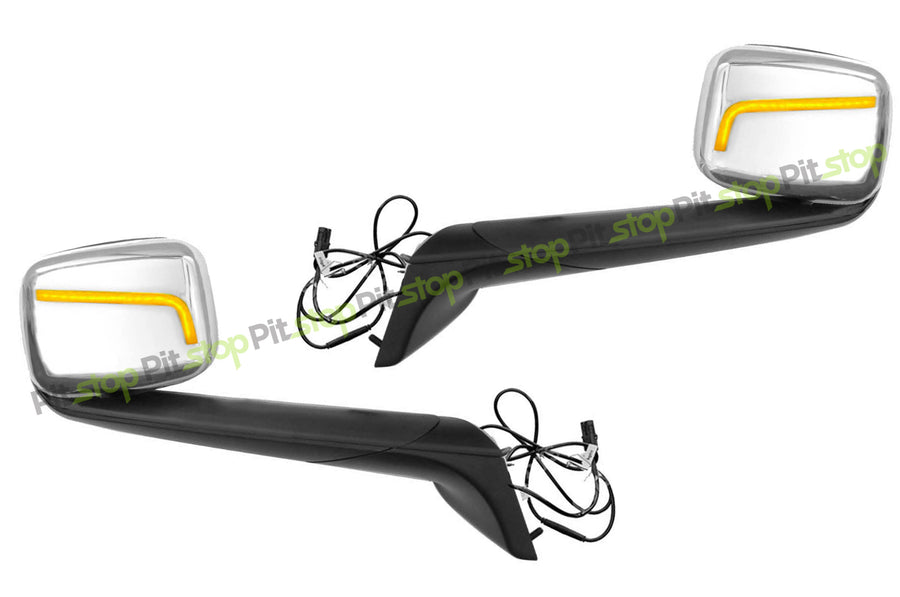 Freightliner Cascadia NEW GEN 2018-Current LED Turn Signal Chrome Hood Mirror Set Left Right