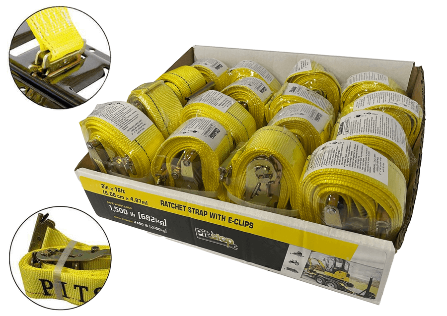 16 Pack Ratchet Straps Strap 2" x 16' E Track Heavy-Duty Cargo Tie Downs 4400LBS