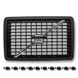 BLACK Hood Grille Fits Volvo VNL (2004-2017)  Includes Bug Screen, Logo, Stripe & Mounting Hardware