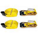 2-Pack 2" x 30' Ratchet Flatbed Trailer Straps with Flat Hooks | Heavy-Duty