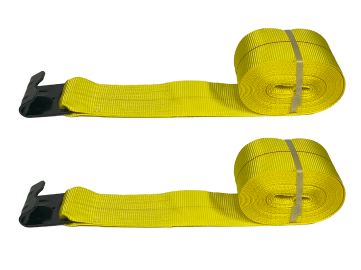 2-Pack 4"x30' Heavy-Duty Winch Straps with Flat Hook For Unparalleled Secure Tie Down!