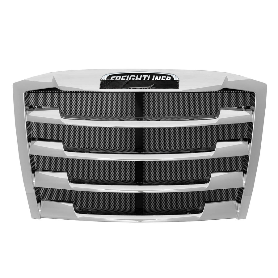 Chrome Hood Grille Bug Screen Logo Fits Freightliner Cascadia 2018-2024