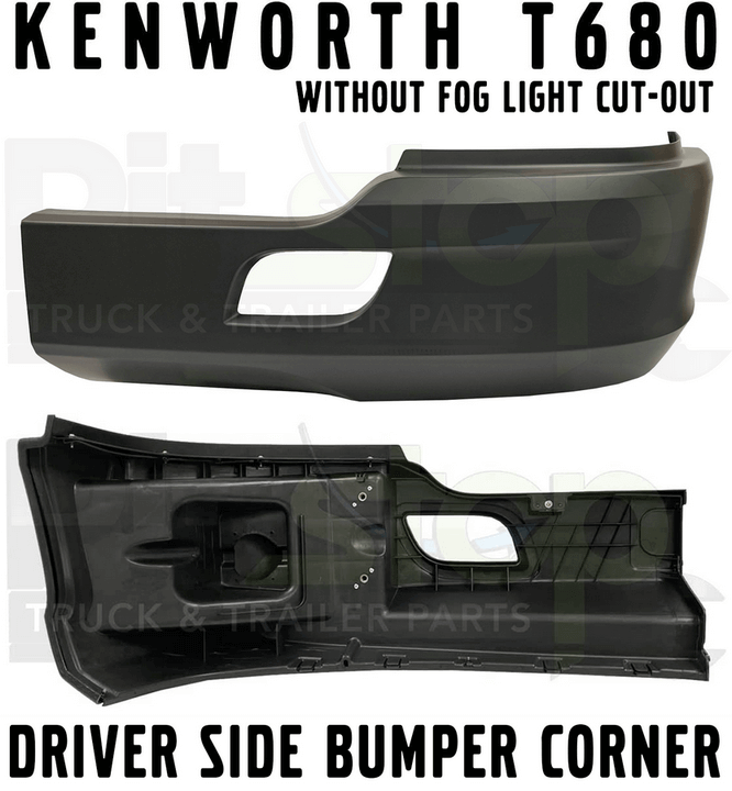 Kenworth T680 2011-2020 Left Driver Side Black Bumper Corner WITH fog light cut-out