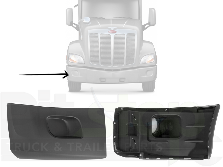 Peterbilt 579 Old Gen Body Style 2013-2021 Corner Right Passenger Side Bumper Without NO Fog Light Cut