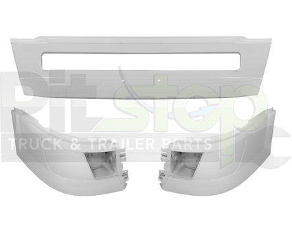 Volvo VNL 04-15 Painted White Bumper SET 3pcs Left Right Center Corner WITH Fog Light Cut-outs