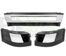 Volvo VNL 2004-2015 Bumper Set WITH Fog Light Cut-out & Chrome Trim Left Right Center