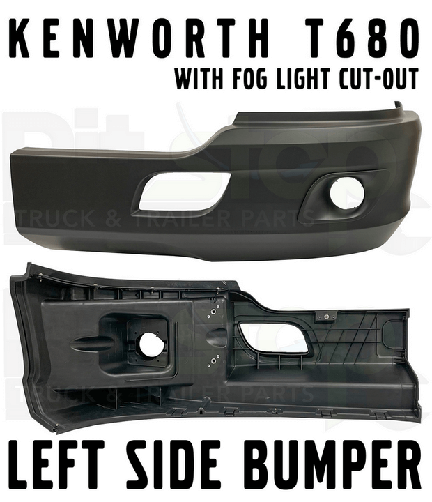 Kenworth T680 2011-2020 Left Driver Side Black Bumper Corner WITH fog light cut-out