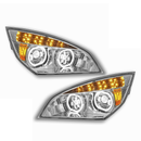 LED Chrome Headlight Set Fits Cascadia 2018-2024 A6601405002 A6601405003