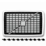 Front Hood Grille Fits Volvo VNL (2004-2017)  Includes Bug Screen, Stripe & Mounting Hardware
