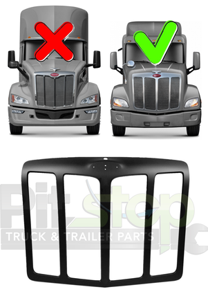 Peterbilt 579 2012-2021 Old Gen Body All Black Grille Grill Overlay Surround Without Bug Screen