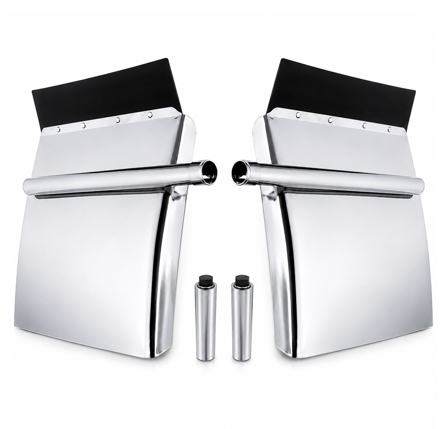 24x24 Stainless Steel Quarter Fender Set Universal Semi Truck with Mounting Posts