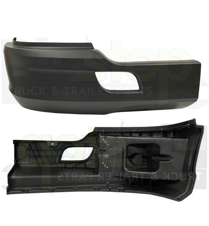 Passenger Side Black Bumper Corner Fits Kenworth T680 (2011-2022 Old Gen) - No Fog Light Cut-Out