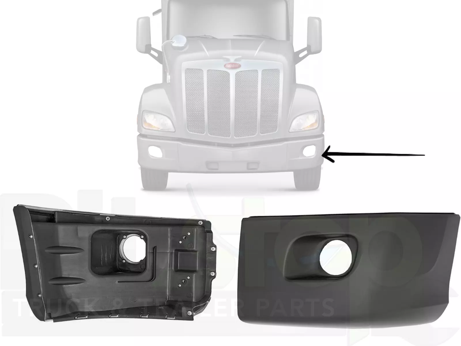 Peterbilt 579 Old Gen Body Style 2013-2021 Corner Left Driver Side Bumper With Fog Light Cut