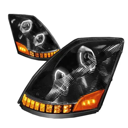 Volvo VNL Old Gen 2004-2017 Blackout Full Led Headlight Set Left + Right