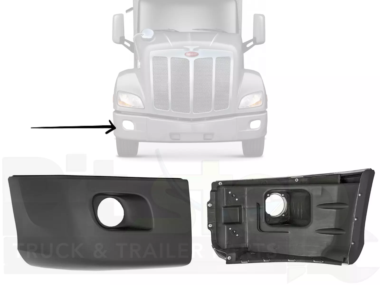 Peterbilt 579 2013-2021 Right Passenger Side Bumper With Fog