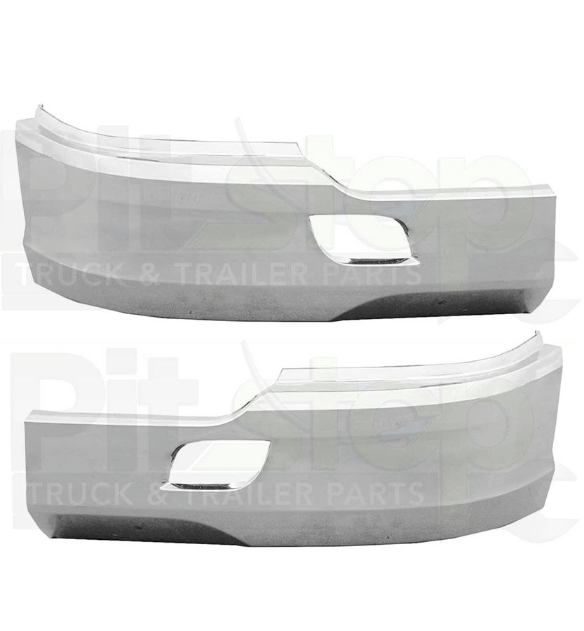 Driver & Passenger Side Chrome Bumper Set Fits Kenworth T680 (2011-2022 Old Gen) - No Fog Light Cut-Out