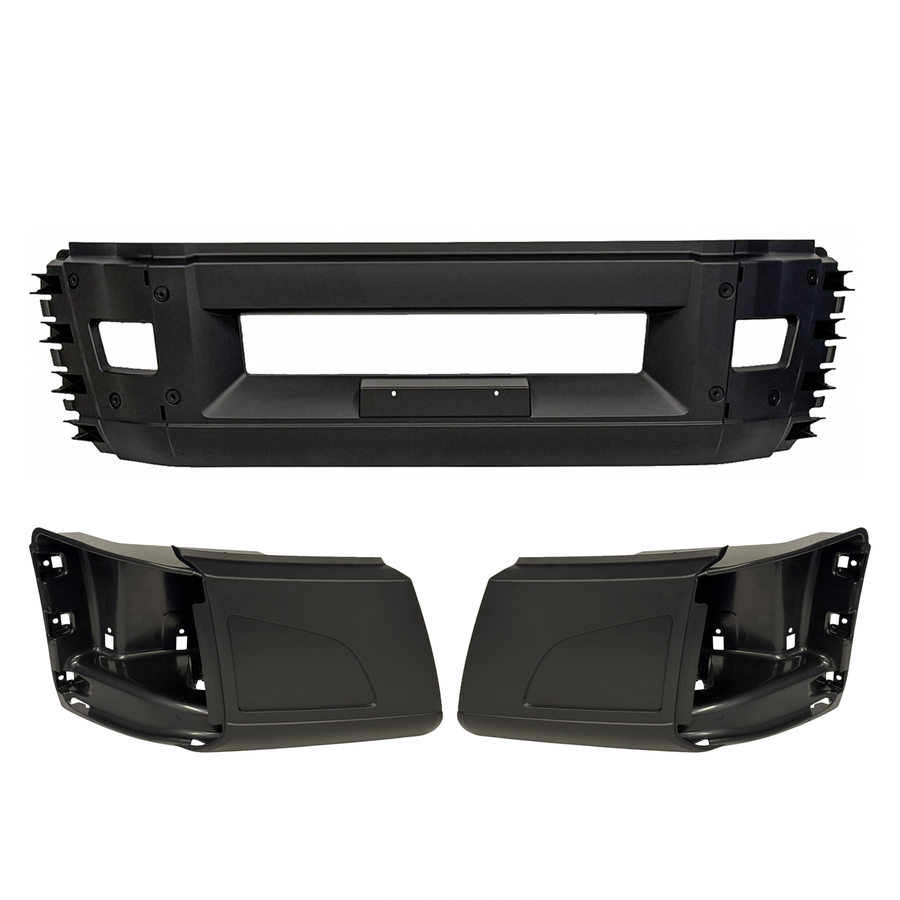 3-Piece Bumper Set Fits Volvo VNL (2018-2024) Left, Right, Center without Fog Light Cutouts