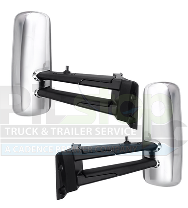 Chrome Door Mirror Set Compatible with Kenworth T680 & T880 | Heated & Electric | Driver & Passenger
