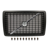 BLACK Hood Grille Fits Volvo VNL (2004-2017)  Includes Bug Screen, Stripe, Logo & Mounting Hardware