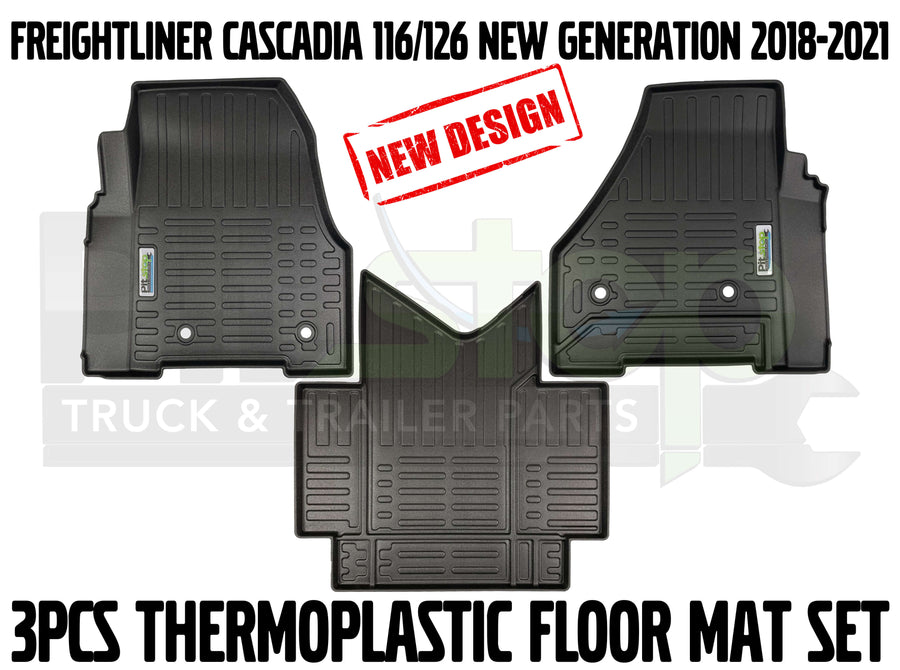 Freightliner Cascadia 116/126 NEW Gen 2018-2021 Automatic Transmission All Weather Thermoplastic Floor Mats Liners