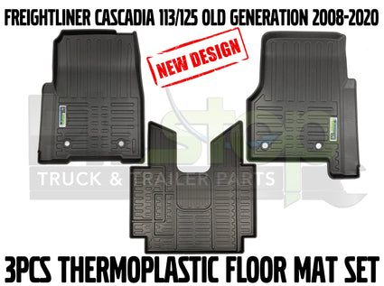 Freightliner Cascadia OLD Gen 113/125 2008-2020 Manual Transmission All Weather Thermoplastic Floor Mats Liners