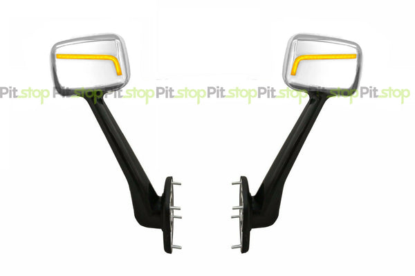Freightliner Cascadia OLD GEN 2007-2017 LED Turn Signal Chrome Hood Mirror Set Left Right
