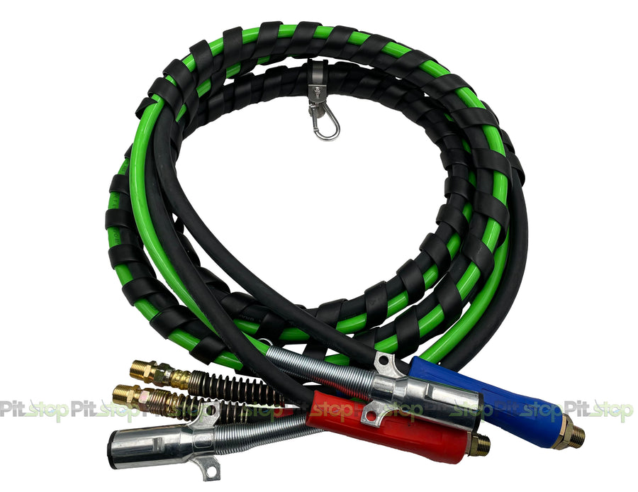 12ft 3 in 1 ABS & Power Air Line Hose Wrap 7 Way Electrical Cable with Handle Grip for Semi Truck Trailer Tractor