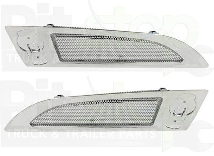 Chrome Hood Air Intake Vent Grille Set Fits Kenworth T680 (2011-2020 Old Gen) - Pair Left & Right