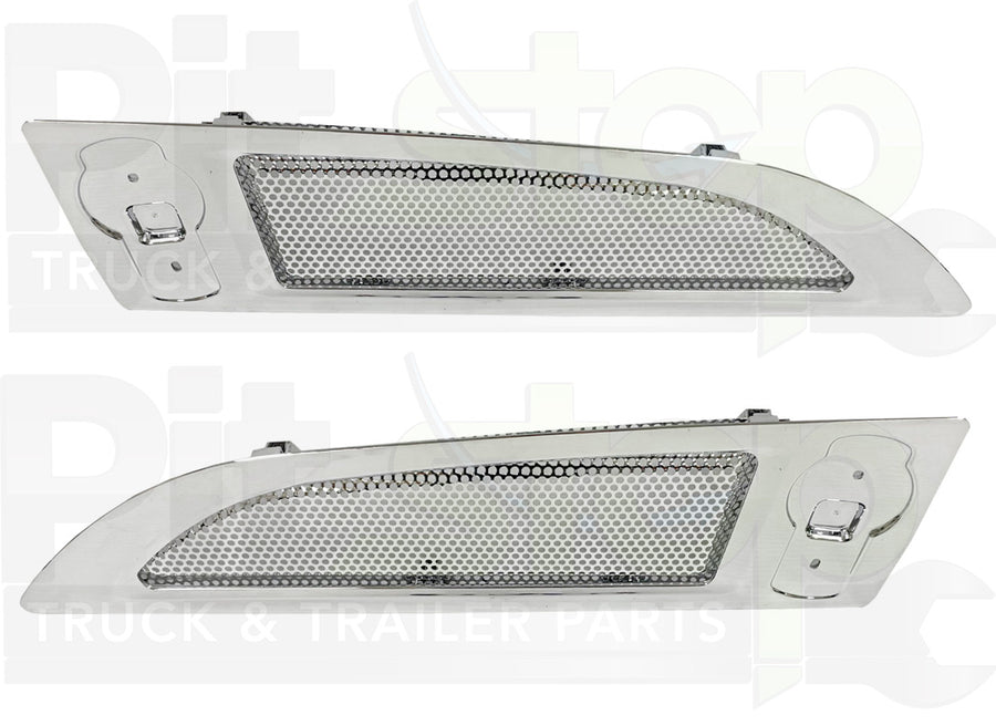Kenworth T680 Chrome Hood Air Intake Vent Grille Set Pair Left & Right