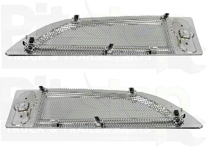 Chrome Hood Air Intake Vent Grille Set Fits Kenworth T680 (2011-2020 Old Gen) - Pair Left & Right
