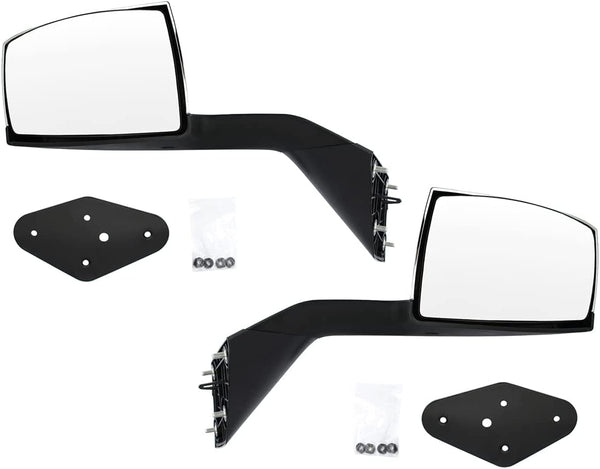 Black Hood Mirror Set Pair With Brackets Left Right Fits Volvo VNL 2004–2017
