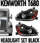 Kenworth T680 Black Projector Headlight Set Left Right Pair 2013-2020