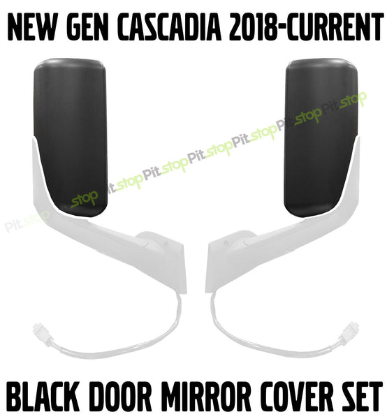 Freightliner Cascadia NEW GEN 2018-Current Black Door Mirror Cover Set Left Right