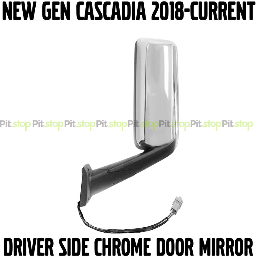 New Gen Cascadia 2018-Current Chrome Door Mirror Driver Left Side