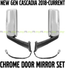 New Gen Cascadia 2018-Current Chrome Door Mirror Set Powered Heated Driver Passenger