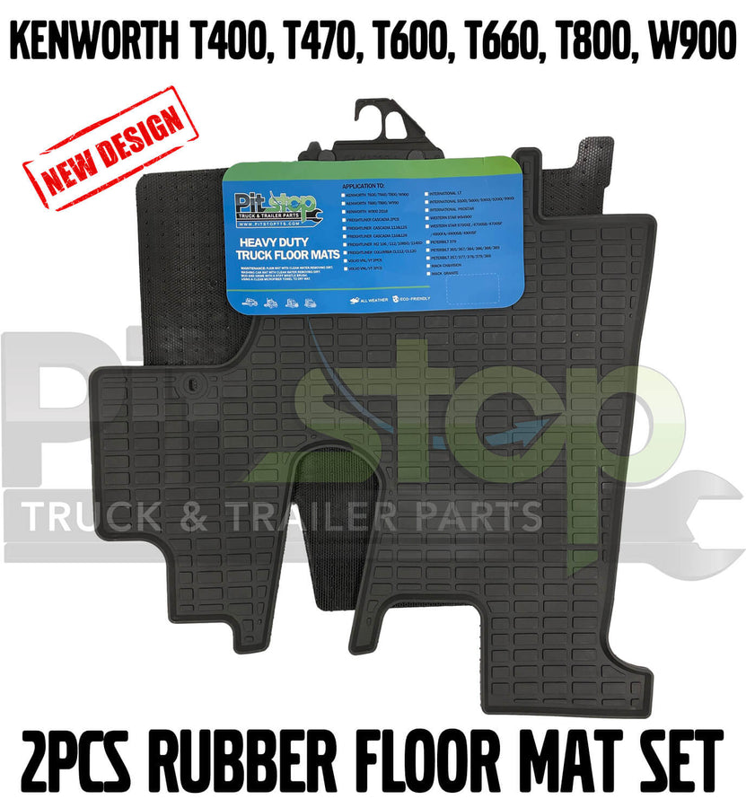 Kenworth T440 T470 T600 T660 T800 W900 All weather Floor Rubber Mats Liners 2PCS SET
