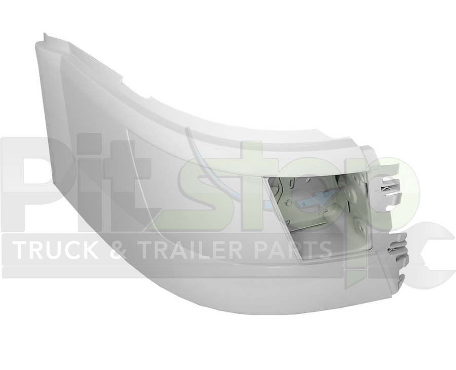 Volvo VNL 04-15 Painted White P3029 Bumper Corner Right Passenger Side WITH Fog Light Cut-out 85135783