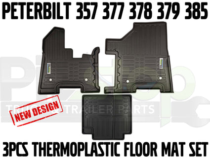 Peterbilt 357 377 378 379 385 Floor Mats Liners Thermoplastic 3Pcs Set