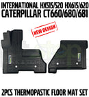 International HX515 HX520 HX615 HX620 Caterpillar CT660 CT680 CT681 All Weather Thermoplastic Floor Mats Liners Set 2PCS