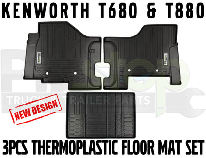 Kenworth T680 T880 Thermoplastic Floor Mats Liners 3 PCS SET