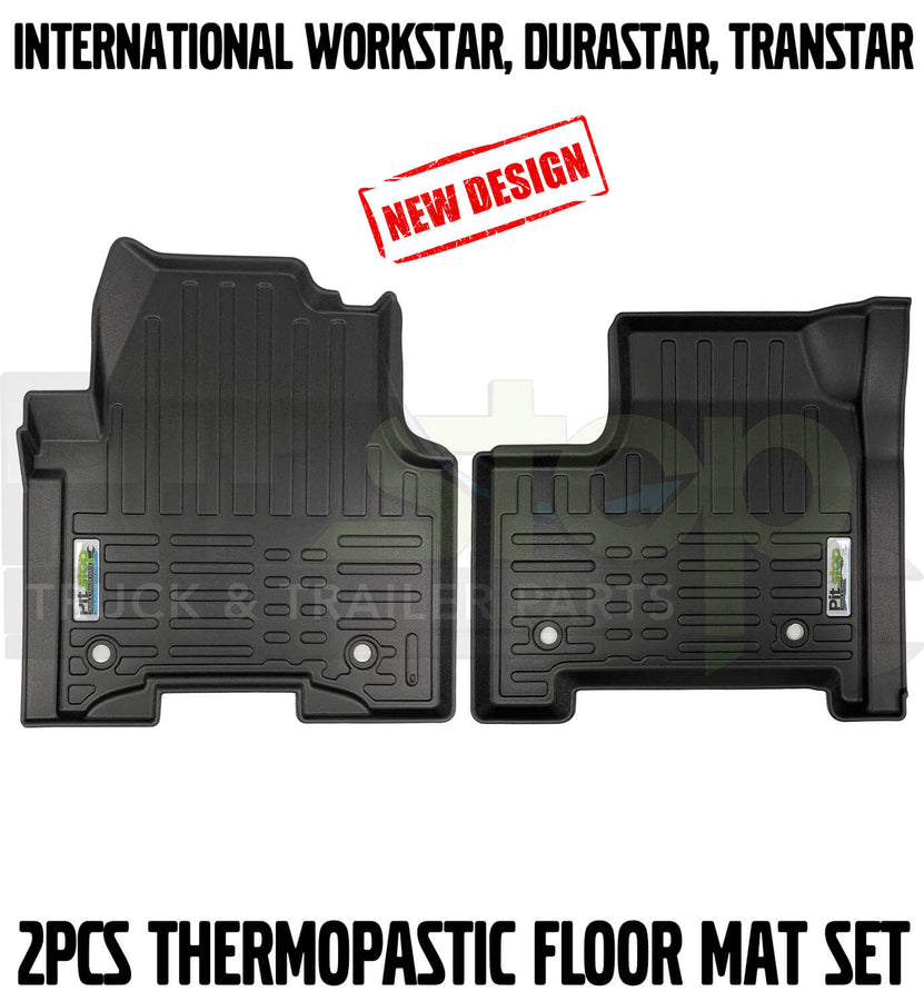 International WorkStar DuraStar TranStar All Weather Thermoplastic Floor Mats Liners Set 2PCS
