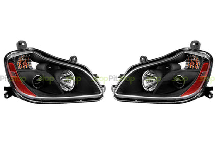 Black Projector Headlight Set Fits Kenworth T680 (2013-2022) - Left & Right Pair